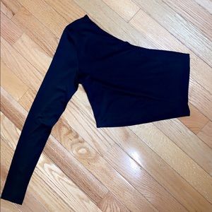 Half Sleeved Black Fitted Crop Top